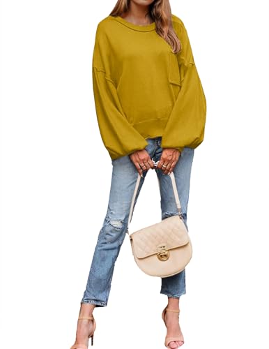 Image of Zeagoo Sweaters for Women 2025 Trendy Fall Fashion Oversized Lantern Long Sleeve Knitted Pullover Tops Outfits