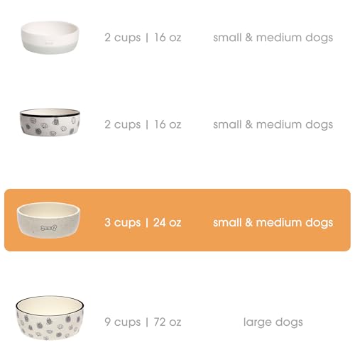 Pearhead Ceramic Woof Dog Bowl, Holds 3 Cups, Stoneware Food and Water Dish, Pet Feeding, Microwave and Dishwasher Safe, Medium
