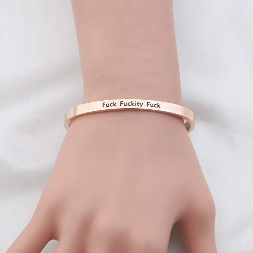 Image of bobauna Fuck Fuckity Fuck Mantra Cuff Bangle Bracelet Funny Jewelry Gift For Best Friends