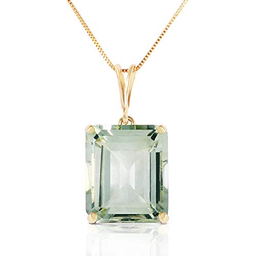 Galaxy Gold GG 14k White Rose Yellow Gold Necklace with 6.5 Carats Octagon-cut Natural Green Amethyst 2591