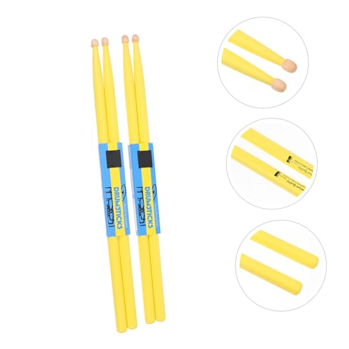 2 pares de baquetas de madera de arce color amarillo limón antideslizantes para adultos, instrumentos clásicos para práctica y actuación miniatura 7