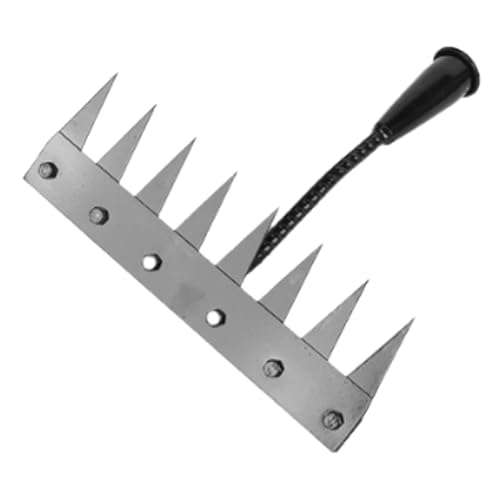 F Fityle Râteau de Désherbage du Jardin de Mauvaises Herbes Polyvalents, Râteau Manuel en Acier de Désherbage, Outil de Relâchement de la Pelouse/Jardin, 8 Dents