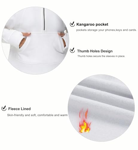 THE GYM PEOPLE Womens' Hoodies Half Zip Long Sleeve Fleece Crop Pullover Sweatshirts with Pockets Thumb Hole - Image 6
