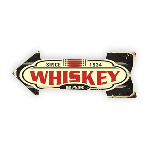 Metal Tin Sign-Whiskey bar Vintage tin Sign Retro Whiskey Poster with Creative Typography and Old Barrel i-Arrow Iron Painting Retro Home Kitchen Office Garden Garage Wall Decor Tin Plaque Relax tin