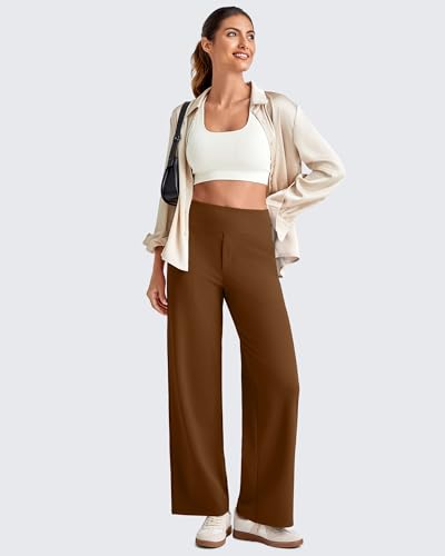 Image of G4Free EverGoing Wide Leg Ankle Pants for Petite Women with Pockets Stretch | Moisture Wicking, 4-Way Stretch, 7 /8 Ankle Length, Faux Fly Detail, Faux Back Pockets, Yoga To Casual Wear