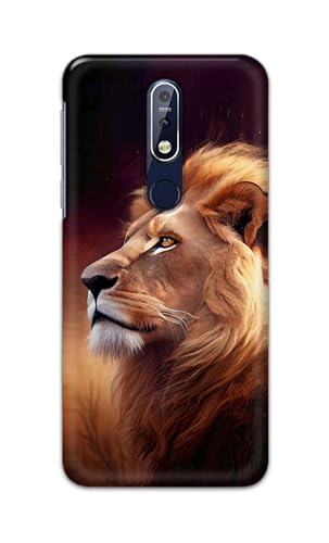 Image of Printed Hard Back Cover for Nokia 7.1 Back Cover (Lion Design -K1) -190724(DP)