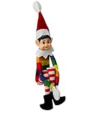 Christmas Rainbow Pride Stuffed Elf Plush Toy, 12 Inches, Naughty or Nice Long Bendy Doll