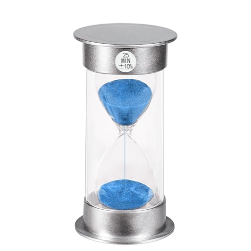 SuLiao Hourglass Sand Timer 25 Minutes：Silver Plastic Sand Clock 25 Min,Acrylic Unbreakable Sand Watch,Colorful Hour Glass for Kids, Games, Classroom, Kitchen, Decorative