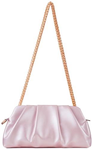 Image of Evening Bag for Women Ruched Clutch Purse Detachable Metal Chain Crossbody Bag