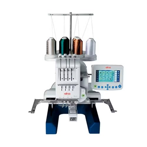 Elna eXpressive 940 Industrial-Inspired Multi-Needle Embroidery Machine with 4 Needles, Remote Computer Screen (4.6'x3.4'), Indepedent Bobbin Winder Motor, and 6 LED Lamps in 4 Locations