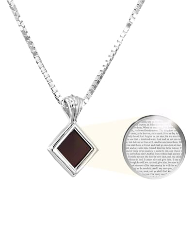 Tiny Christian Pendant with Smallest Nano Bible - on Square Rhombus Necklace for Women with Entire KJV New Testament Holy Scriptures on 0.2