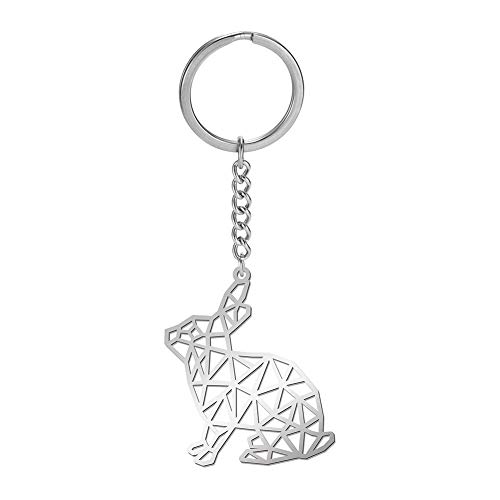 Dreamtimes Animal porte-clés pour hommes creux en acier inoxydable porte-clés charme sac à main sac pendentif porte-clés porte-clés (lapin), M