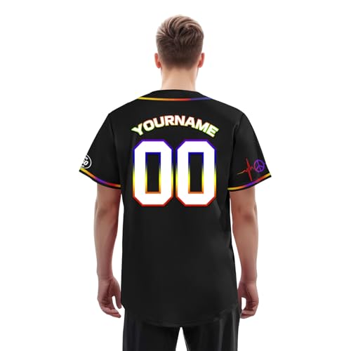 Camiseta personalizada de béisbol Pride con arcoíris LGBTQ+ para jóvenes y adultos miniatura 3