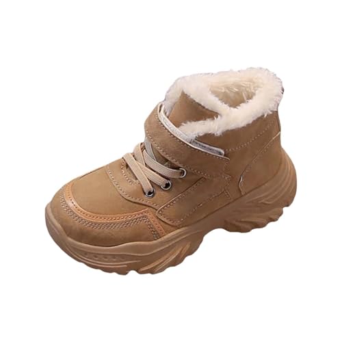 Boys Girls W𝐚terproof Ankle Boots Warm Faux Fur Fashion Sneakers High Top Booties Walking Running Furry Shoes