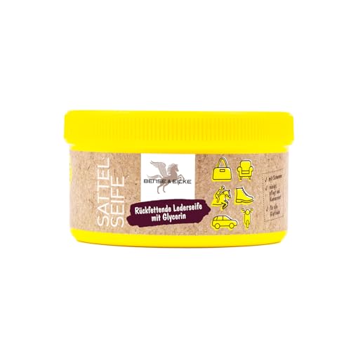 Bense & Eicke Jabón para silla de montar con esponja – Jabón de cuero con glicerina, limpia, cuida y conserva sillín y cuero, 250 ml