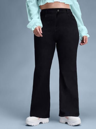 Image of Miss Chase A+ Women's Wide Leg High Rise Regular Length Stretchable Denim Jeans