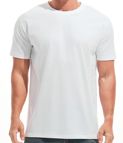 RONOMO Herren T-Shirt City Classic Micro Elastic Solid Color Bequemes Ice Feel T-Shirt（JS Weiß L