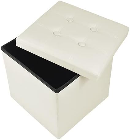 PUFF POUF CONTENITORE QUADRATO ECOPELLE PANCA BAULE 38X38CM TRAPUNTATO BOTTONI (TORTORA, CON BOTTONI) (grigio)