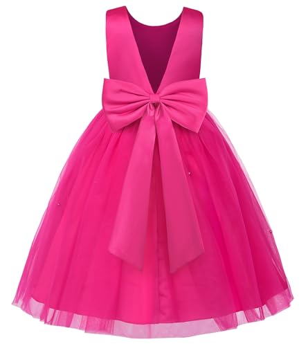 JerrisApparel Vestido Menina Flores Elegante Cerimônia Casamento Festa Aniversário, Magenta, 18–24 meses