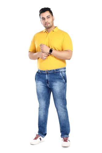 Image of Pluss Tribe - Plus Size Jeans for Men - Denim Jeans - Ideal for Casual, Office Available Sizes : 40 to 52