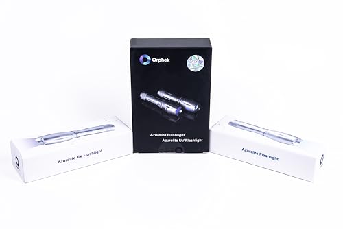 Orphek 2 Flashlights Pack - Azurelite II Blue LED for Coral Night Feeding, Colors, Health Checking! / Azurelite UV Flashlight - 5 Modes Zoomable! Batteries (Not Included)