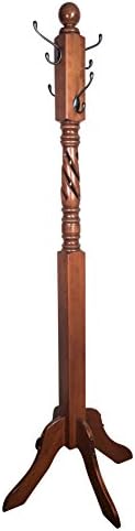 Hope Woodworking Wood Hall Tree, Coat Tree, Spiral Hollow, 3" x 3" x 66", Cherry Wood, Washington Cherry Stain