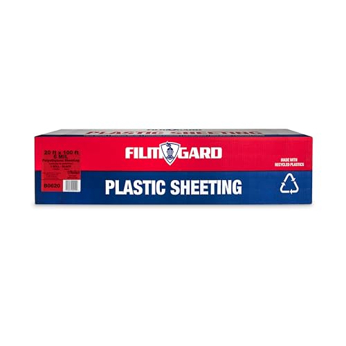 Film-Gard 626061 Construction Plastic Sheeting 20' Width X 100' Length X 6 mil thick, Black, 1 count