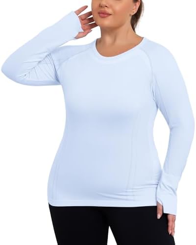 COOTRY Plus Size Seamless Workout Shirts for Women Long Sleeve Yo...