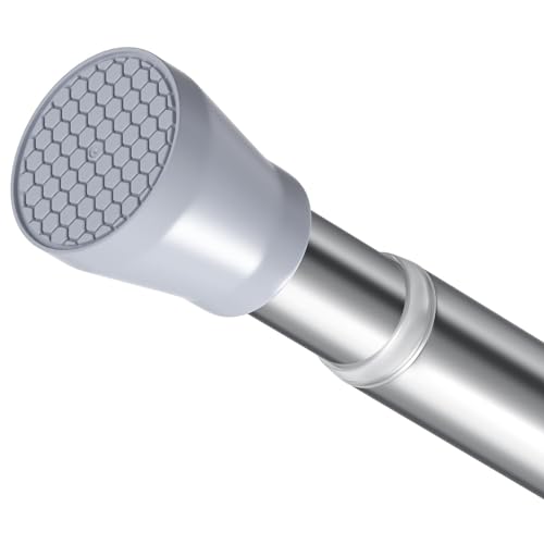 Image of Shower Curtain Rod silver Tension Rod 45 to 77 Inch Spring Curtain Rod Shower rod Non Slip shower curtain rod 1pcs For Windows No Drilling Adjustable Tension Rods of Curtain Window Closet Kitchen