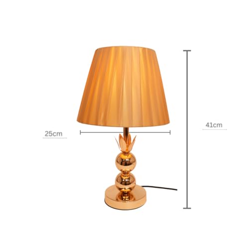 Image of ELARE Table Lamp with Pleated Fabric Shade | Elegant Bedside Night Lamp for Bedroom & Living Room | Modern Decorative Desk Light for Office, Study Table & Home Decor | Stylish Nightstand Lamp