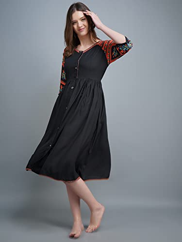 Image of Savita's Ethnic Women's Rayon Anarkali Maternity Feeding Kurti with Zippers (SE13)