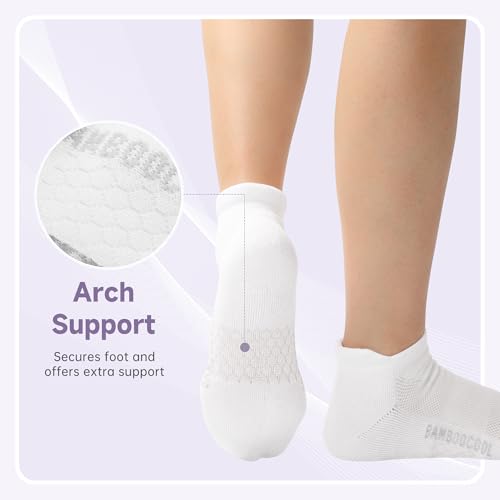 Image of BAMBOO COOL Women's Ankle Athletic Running Socks Low Cut Socks For Ladies, Cushioned Breathable Comfort for Sports, 6 Pack