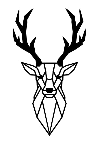 TOPYAB, Cerf, Illustration, Decoration Murale et Tableau Deco, Sculpture Bois, Peinture a la Main, Bois feuillis découpé, Dimension 76x43 cm, Couleur Noir Cover