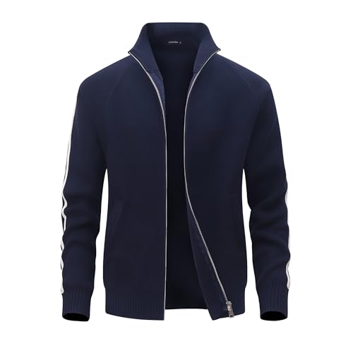 CoXuantion Men's Cardigan Zip Winter Knitted Sweater Stand Collar Casual Long Sleeve Warm Sweater Classic Sweatshirt, blue, XXL CoXuantion Men's Cardigan Zip Winter Knitted Sweater Stand Collar Casual Long Sleeve Warm Sweater Classic Sweatshirt, blue, XXL