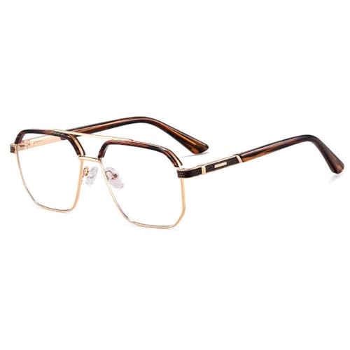 Monture de lunettes en métal avec charnière à ressort et verres transparents