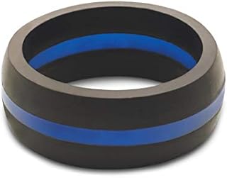 QALO Men's Thin Blue Line Classic Silicone Ring Size 10