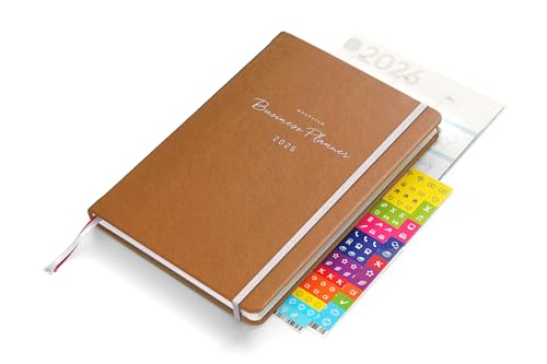 weekview Business Planner 2026 A5+ Professioneller Personal Organizer & Erfolgsplaner | Wochen- & Quartalsplanung Jahresziele Business-Tools Notizseiten (Cognac Classic)