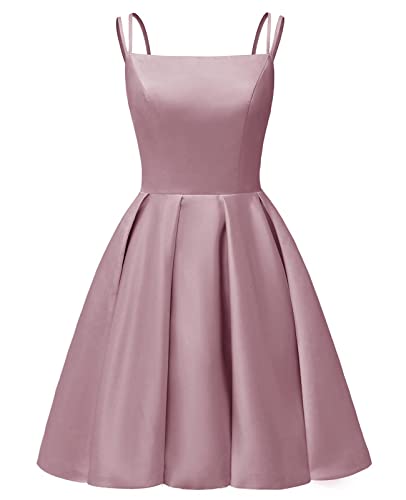 HUINI Ballkleid Spaghettiträger Kurz Formal Abendkleid Satin Schlicht...