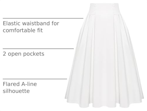 Image of Belle Poque Women's Midi Pleated A-Line Skirts Pockets
