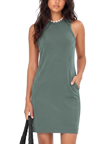 Image of ODODOS Modal Soft Loose Tank Dress for Women Casual Sleeveless Sundress with Kangaroo Pocket Summer Dress