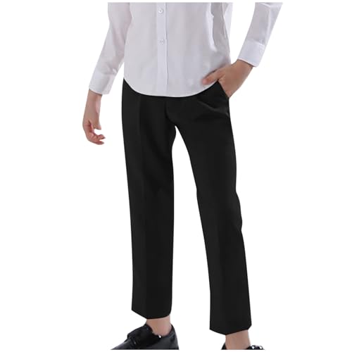 Boys Dress Pants Casual Solid Color Button Down Trousers Stretch Lounge School Uniform Golf Pant with Pockets 2-18Y3