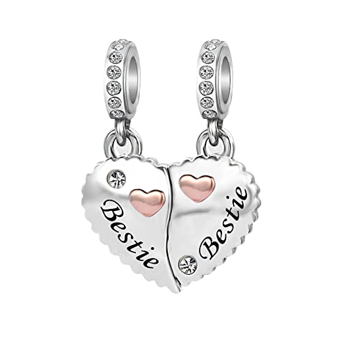 KunBead 2 piece Bestie Charms Compatible with Pandora Bracelet Necklace Birthday Gifts for Mom...