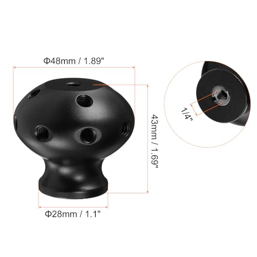 uxcell-Mic-Stand-Adapter-14-Female-Stand-Adapter-Round-Top-with-14-Thread-Holes-for-Camera-Tripod-Monitor-Holder-of-Aluminum-Alloy-Black