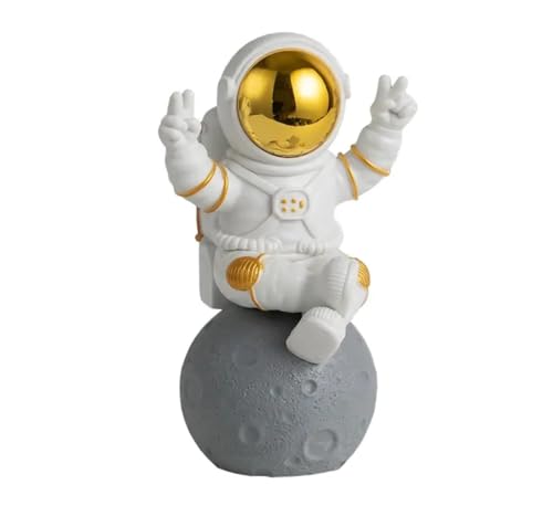 Image of VRB DecTM 1pcs Astronaut Miniature Showpiece Set for Home Decor, car Dashboard,Valentine,Living Room,Gifts Figurines,Cake Decoration Items-Resin (1 Pcs Golden Ashtronaut Showpiece)