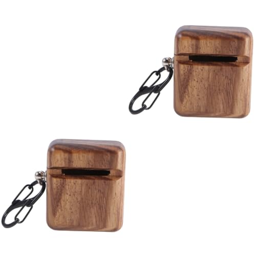 Étuis en bois pour écouteurs DOITOOL marron lot de 2 boîtes de rangement compactes