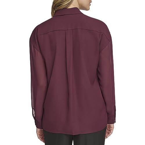 Calvin Klein Women's Button Front Long Sleeve Blouse4