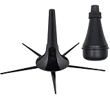 TUOREN 2pcs Lightweight Trumpet Stand with Practice Mute Silencer Portable Trumpet Bell 5 Leg Metal Stand Wind Instrument Accessory Black