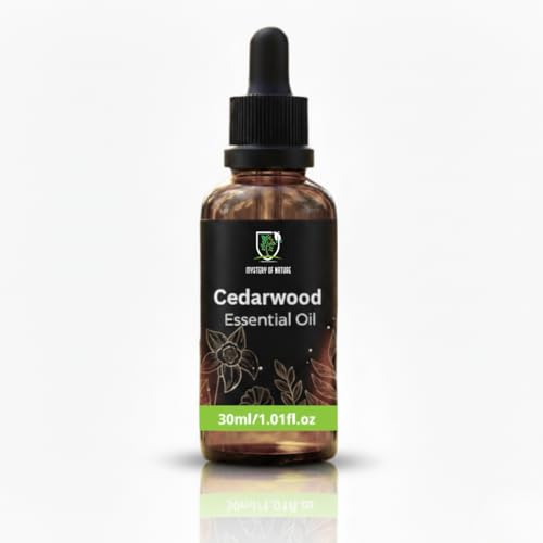Mystery of Nature Cedarwood Essential Oil 30ml 100% Pure Natural Undiluted Aromatherapy Massage Hair Care Skin & Neil Care - Relaxing Therapeutic Grade for Diffusers and Spa Use