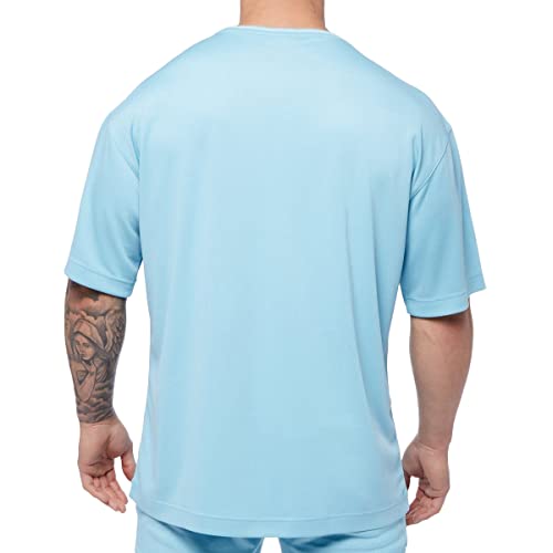 Magiftbox Mesh Oversized Breathable Athletic Workout Gym Shirts Short Sleeve Sweatshirts For Men T66_Blue_Us-S #TOP1