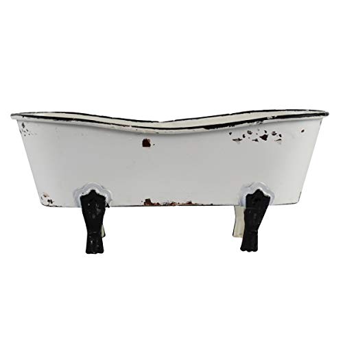 Treasure-Gurus-Rustic-White-Enamel-Clawfoot-Bath-Tub-Garden-Planter-Bathroom-Soap-Sponge-Holder Treasure Gurus Rustic White Enamel Clawfoot Bath Tub Garden Planter Bathroom Soap Sponge Holder